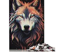 Retro Wolf Puzzle 1000 Pieces Cadeau Unique Jeu Éducatif Défi Jouet À De Qualité Supérieure Peinture Art pour Adultes Et Enfants 1000pcs (75x50cm)