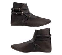 Retro Women Men Knight Short Ankle Boots - 1 Paire de Bottes Viking Bottes de Chevalier Chaussures - Bottes en Cuir PU Bottes de Mode pour Cosplay,Marron,46