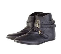 Retro Women Men Knight Short Ankle Boots - 1 Paire de Bottes Viking Bottes de Chevalier Chaussures - Bottes en Cuir PU Bottes de Mode pour Cosplay,Noir,46