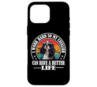 Retro Work Hard Better Life Tri Color Cavalier Dog Mom Coque pour iPhone 16 Pro Max