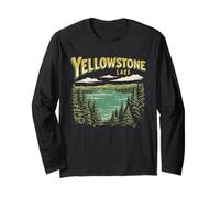 Retro Yellowstone National Park Lake Vintage Style 80s Manche Longue