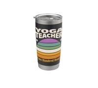 Rétro Yoga Professeur Deux Cents Heures Coucher De Soleil Gobelet isotherme en acier inoxydable double paroi