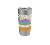 Rétro Yoga Professeur Deux Cents Heures Coucher De Soleil Gobelet isotherme en acier inoxydable double paroi