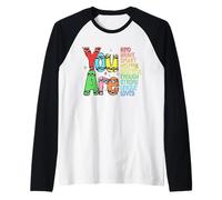Retro You are Kind Smart Brave Teacher - Cute Back to School Manche Raglan
