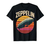 Retro Zeppelin 70s Airship with Vintage Sunset Lines T-Shirt