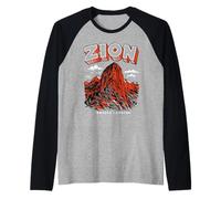 Retro Zion National Park Vintage Style Angels Landing Utah Manche Raglan