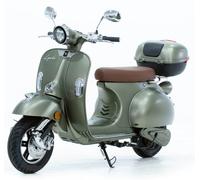 Retro50 - Scooter électrique 50cc - moteur 2900 W - 2 batteries 72V 27Ah, vert argent