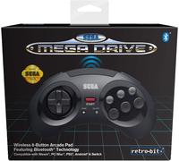 Retrobit - Sega Mega Drive Manette 8 Boutons Sans Fil 2.4ghz - Dongle Usb/Port D'origine Inclus - Edition Noir