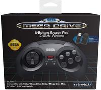 Retrobit - Sega Mega Drive Manette 8 Boutons Sans Fil 2.4Ghz - Dongle Usb/Port D'Origine Inclus - Edition Noir