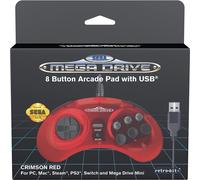 Retrobit - SEGA Mega Drive manette Crimson Red filaire 8 boutons - Connexion USB - Neuf