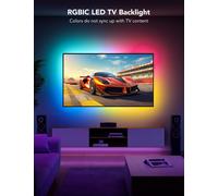 Retroeclairage LED TV 2.4M RGBIC 40-50 Pouces Smart Bande LED Bluetooth Wi-Fi App Controle Alexa Google Assistant Synchronisation Musique 76 Profils
