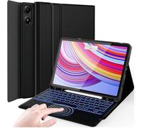 Rétroéclairé Clavier Coque pour Redmi Pad Pro 12 1 Pouces 2024 Tablette Smart Touchpad Housse Étui Premium en Cuir PU avec AZERTY