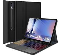 Rétroéclairé Clavier Coque Pour Samsung Galaxy Tab S10+ 2024 / S9+ Plus / S9 Fe+ 12,4 Pouces 2023, Smart Touchpad, Azerty Français Amovible Bluetooth Sans Fil Clavier Avec Housse Étui Cuir P[Z1384]