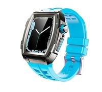 Retrofit Kit Sangle en caoutchouc + Étui en métal pour bande 45 mm 44 mm en acier inoxydable Kit pour la série Iwatch 8 7 6 5 4 4 SE CEINTURE (Couleur: Blue-Black-Black, taille: 44 mm)