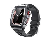 Retrofit Kit Sangle en caoutchouc + Étui en métal pour bande 45 mm 44 mm en acier inoxydable Kit pour la série Iwatch 8 7 6 5 4 4 SE CEINTURE (Couleur: Blue-Black-Black, taille: 44 mm)