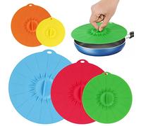 Retrok 5 pièces couvercle silicone alimentaire 4/6/8/10/12 pouce pour bol, tasse, casserole - résistant à la chaleur, réutilisable, lavable au lave-vaisselle, pour four et réfrigérateur