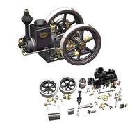 Retrol HM-01 Kit de construction de moteur 7 cm³, modèle de moteur stationnaire horizontal à 4 temps, avec levier de vitesse haut/bas, idéal pour les amateurs et les amateurs de mécanique (version