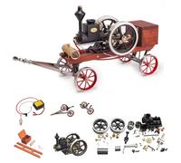Retrol HM-01 Kit de construction de moteur 7 cm³, moteur stationnaire horizontal à 4 temps avec moteur Hit and Miss et Hit and Miss, levier de vitesses haute et basse vitesse + chariot de transport en