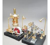 RETROL SE-03 Kit de modélisme de moteur à vapeur fonctionnel + atelier mécanique GF-01, 65 pièces fonctionnelles steampunk et système de transmission pour collectionneurs adultes et éducation STEM