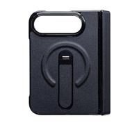 RetroNest Faux Leather Case for iPhoneDuo with Hinge Protection & Stand | Premium faux leather folding case with hinge protection, built-in stand, and screen guard for iPhoneDuo users Black