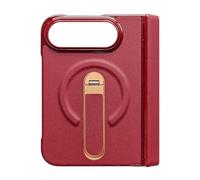 RetroNest Faux Leather Case for iPhoneDuo with Hinge Protection & Stand | Premium faux leather folding case with hinge protection, built-in stand, and screen guard for iPhoneDuo users Red