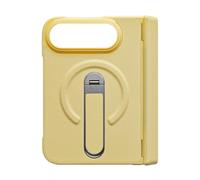 RetroNest Faux Leather Case for iPhoneDuo with Hinge Protection & Stand | Premium faux leather folding case with hinge protection, built-in stand, and screen guard for iPhoneDuo users Yellow