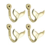 RetroNest Whale Tail Wall Hooks, 4PCS Coastal Towel Hanger Decor | Durable cast iron hooks, ocean style design for bathroom, easy mounting on walls C