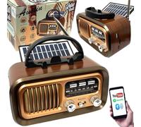 Retropolis Austin Radio Vintage FM/AM/SW - Bluetooth, USB, microSD, Solaire & USB-C, Batterie 1200mAh, Poignée Rétro