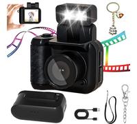Retrosnap Mini Vintage Camera Avec Écran HD 1080p de 1,44 Pouces, Flash Pivotant de 90° avec 6 Filtres, Pochette Clé pour Enregistrement Vidéo de Voyage (Noir)