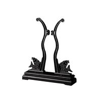 RetrosStyle Support de présentation rond en bois avec cadre en forme d'éventail - Outils de décoration de bureau stables et élégants - Accessoires de décoration de bureau chinois - Support de base