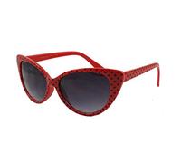 retroUV® - À pois Oeil de Chat Femmes Mod Mode Super Cat Lunettes de Soleil (Rouge Noir-spots avec retroUV® Poche)