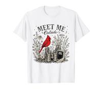 Retrouvez-Moi à l'extérieur de Cardinal Birdwatching Nature Lover Vintage T-Shirt Graphique avec Valeur, Homme, Blanc, S