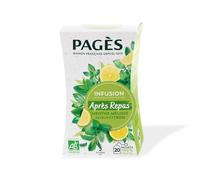 Retrouvez une digestion agréable après vos repas avec l'Infusion Bio Citron Mélisse Menthe PAGES, format X20 sachets, 100% végétal - Lot de 3