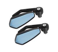 Rétroviseur à Tige courbée en Diamant Miroir d'extrémité Guidon | Miroir à tige courbée en aluminium CNC avec verre bleu anti-éblouissant. Convient aux guidons 7/8" 22 mm(BLACK)