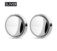 Rétroviseur D'angle Mort Réglable Résistant À 360,Rétroviseur Auxiliaire De Voiture,Miroir Convexe,Cadre Rond,Rétroviseurs Grand Angle Pour Barrage De Voiture,2 Pièces - Type 2pcs Sliver