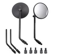 Rétroviseur de moto, rétroviseur latéral pour guidon, rond, noir, classique, rétro, 10,16 cm, avec vis de 8 mm et de 10 mm et tiges métalliques, pour VTT, scooter, moto hors-route, Cruiser