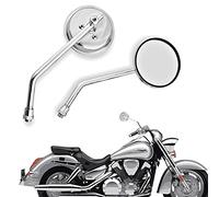 Rétroviseur de moto rond chromé de 3" avec vis de 10 mm pour guidon de moto - Pour scooter, ATV, Cafe, Racer, Dirt Bikes