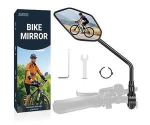 Rétroviseur de Vélo pour Vélo Électrique Gauche HD Rotatif à 360° et Pliable, Surface de Miroir Extra Large, Verre Véritable Résistant aux Chocs