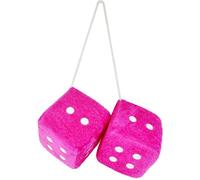Rétroviseur de Voiture à Suspendre dés Moelleux, Paire de dés Moelleux Rose Rouge rétroviseur de Voiture dés flous Accessoires Suspendus rétro carré en Peluche dés Pendentif décorations de Voiture
