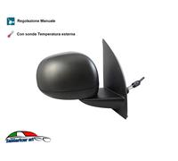 Rétroviseur Droite À Câbles Couverture Noir Avec Sonde Fiat Panda 01 / 2012- > 7