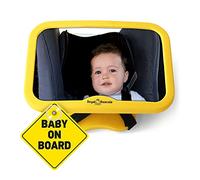 Rétroviseur intérieur de Royal Rascals - Permet de voir le bébé à l'arrière - Face au siège enfant dos à la route -Couleur jaune de sécurité - Compatible avec n'importe quel appuie-tête réglable - Inclinable et orientable - 100% incassable - Accessoire de sécurité de qualité supérieure
