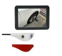 Rétroviseur Intérieur Voiture À Double Objectif 5 Pouces Écran Numérique DVR Caméra d'angle Mort avec Interrupteur À Bouton CH1/CH2 Caméra Recul Voiture(Right Side White)