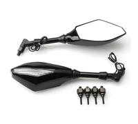 Rétroviseur Latéral De Moto pour Kawasaki pour Z800 Rétroviseur Moto M10 avec Clignotant LED Moto Embout de Guidon(Noir)