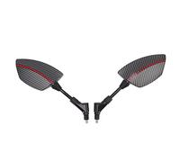 Rétroviseur latéral de moto robuste, réglable, rotation à 360 degrés, verre convexe universel pour scooters, VTT avec base de 8 mm, coque en fibre de carbone, construction en (Rouge)