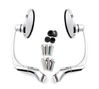 Rétroviseur latéral de moto rond rétroviseur universel de moto 10mm pour Cafe Racer (Argent)