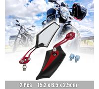 Rétroviseur latéral noir en alliage d'aluminium de moto rouge noir 2Pcs