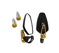 Retroviseur Moto 1 paire 7/8 "22mm moto aluminium barre extrémité côté rétroviseur universel guidon rétroviseurs Retro Moto(Gold)