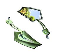 Retroviseur Moto 2pcs moto gauche côté droit 8mm 10mm Rétroviseurs de rétroviseur avec des vis changeables universelles Retro Moto(Green)