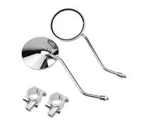 Rétroviseur Moto Paire De Rétroviseurs Universels Chromés pour Moto Et Scooter, Rétroviseurs Ronds Ovales Et Convexes De 8 Mm Moto Rétroviseur(for 22mm Handlebar)