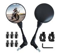 Rétroviseur Moto, Rétroviseurs Latéraux de Moto, Rétroviseurs Rond Latéraux Moto, Lot de 2 Rétroviseurs Moto Universels avec Embouts de Guidon 7/8", pour Scooter Motos Quad ATV